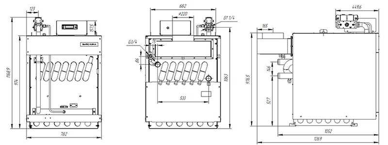 Габаритные и присоединительные размеры котла