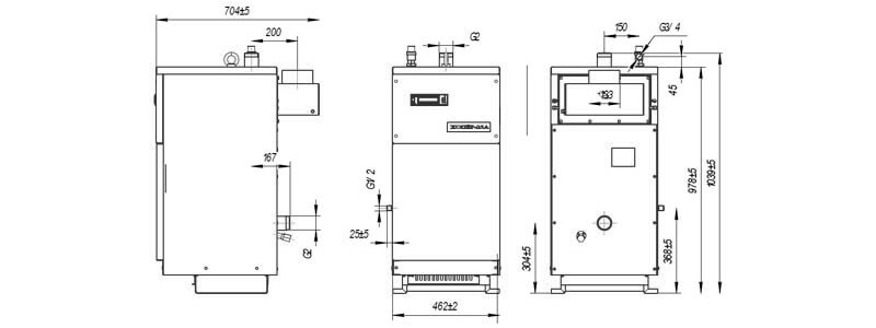 Габаритные и присоединительные размеры котла