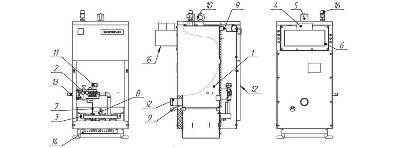Схема котла «Хопер 25» с САБК