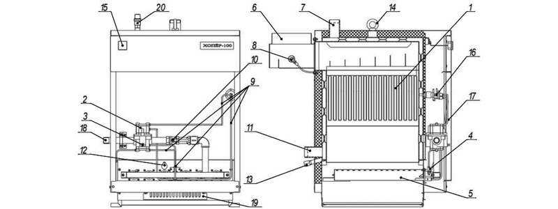 Схема котла «Хопер 80» с РГУ