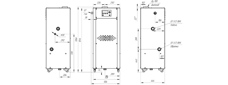 Габаритные и присоединительные размеры котла