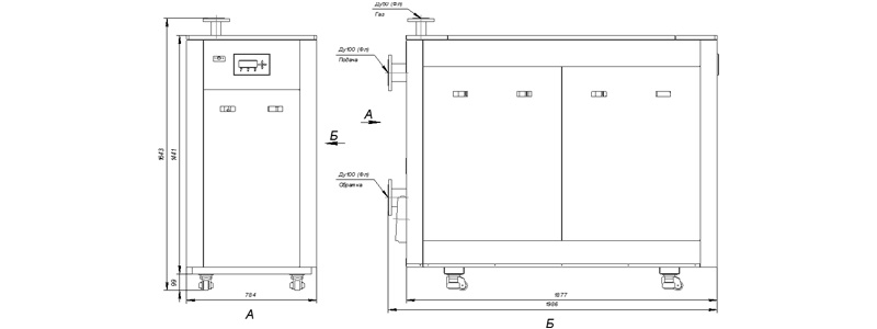 Габаритные и присоединительные размеры котла